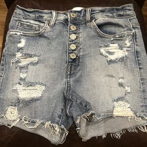 Vervet high rise distressed denim shorts